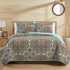 VCNY Home - King Quilt Set, 5-Piece Lightweight Reversible Medallion Quilt Se...