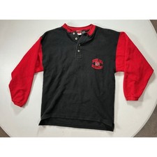 VTG 90s Y2K Nebraska Cornhuskers Thermal Waffle Knit Henley Mens M Black Red