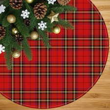 Buffalo Plaid Christmas Tree Skirt 48 Inch Red Green Plaid Xmas Tree Skirt In...