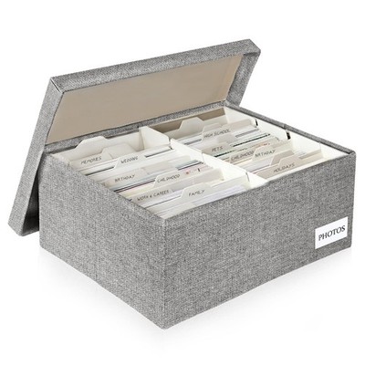 Photo Storage Box - Holds Up to 1700 Photos 4x6 inch - Linen Organizer