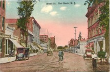 DOWNTOWN BROAD STREET red bank nj c1910 postcard new jersey historic buildings