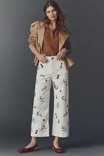 MAEVE Anthropologie Colette Crop Printed Corduroy Wide Leg Trouser Pants-31 NWT