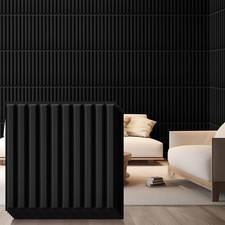 32 PCS 3D PVC Fluted Wall Panels, Paintable Textured Tiles, Black