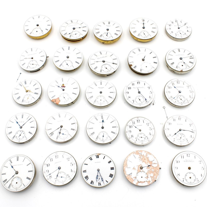Elgin Waltham Howard American Pocket Watch Movements AS-IS Lot of 25 #WB5117-3