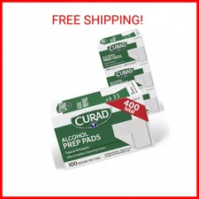 CURAD Alcohol Prep Pads (Pack of 4 Boxes) 400 Pieces of Medium Isopropyl Alcohol