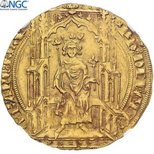 [#902527] France, Philippe VI, Double Royal d'Or, 1340-1350, Gold, NGC, AU58, Du