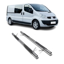 Edelstahl Trittbretter Schwellerrohre für Renault Trafic 2001-2014 L2 Silber
