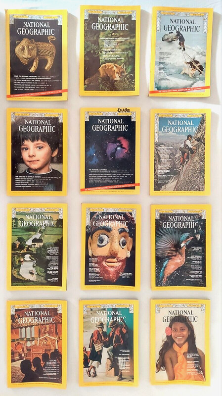 NATIONAL GEOGRAPHIC MAGAZINE Full Year of 1974 Comet Skylab Gold Yosemite Nature