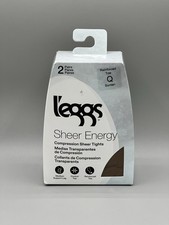 2-Pair L'eggs Sheer Energy Q Control Top Medium Support Reinforced Toe   Suntan