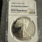 1990-S $1 1-oz Proof American Silver Eagle NGC PF70UC Brown Label