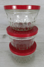 3 Vintage Kerr 1/2 Pint Glass Jelly Jam Jars Diamond Pointed Starburst Pattern