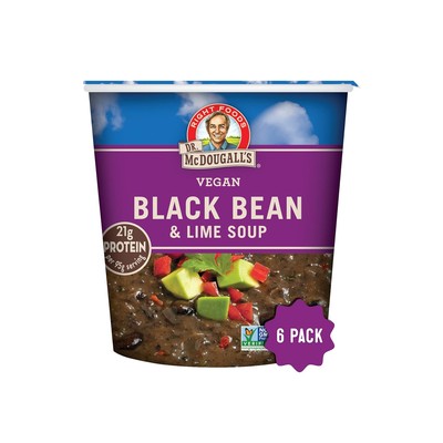 Dr. Mcdougalls Right Foods Vegan Black Bean And Lime Soup, 3.4oz (6 Pack)