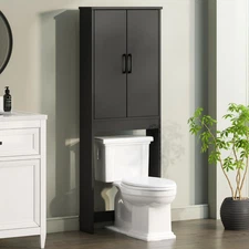 Over-the-Toilet Space Saver Bathroom Cabinet with Shelves Black Finish