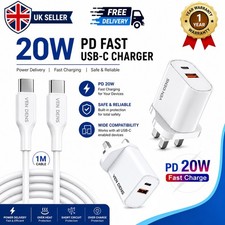 20W USB-C PD Super Fast Charger Plug Adaptor With Cable For Samsung Galaxy Phone