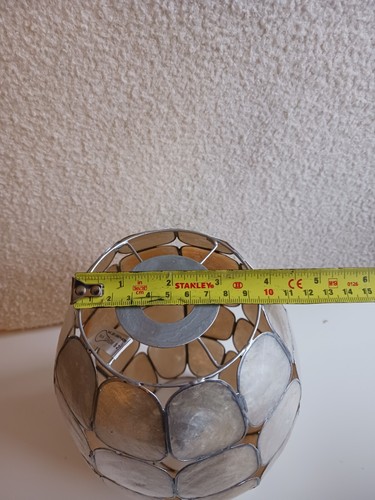 Vintage Capiz Shell Lampshade Light Shade Ceiling Shade Silver Oval 25cm x 9.5cm - Picture 10 of 10