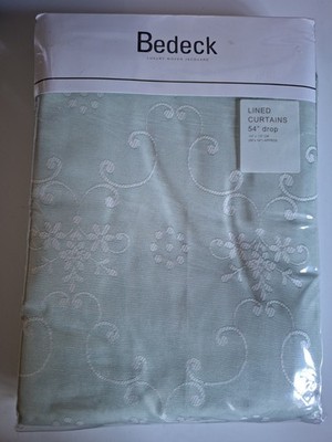 Bedeck Sita gefütterte Vorhänge Luxus gewebt Jacquard grün creme 54'' Tropfen 167 x 137