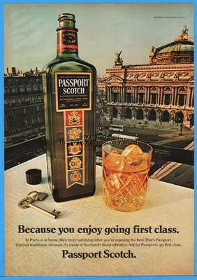 1979 Passport Scotch Whiskey Garnier Opera House Café de la Paix Paris France Ad