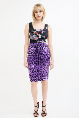 Dolce & Gabbana Purple and Black Leopard and Floral Silk Ruched Midi Dress  48 | eBay