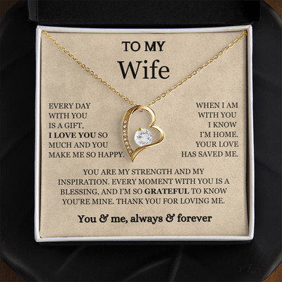 To My Wife Birthday Anniversary Gift Heart Pendant Necklace Heartfelt Message