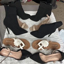 Lot Of 5 High Heels Black&Tan Open & Closed T...