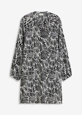 Neu bedrucktes Tunika-Kleid Gr. 38 Weiß Schwarz Bedruckt Damenkleid