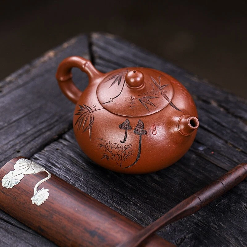 China Yixing Zisha Dicaoqing Clay Marked Tea Pot Original Ore Handmade Pot 8.8oz - Image 4 of 4