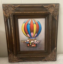 Joyce Roybal Children playing instruments in a Hot Air Balloon Painting W/ Frame