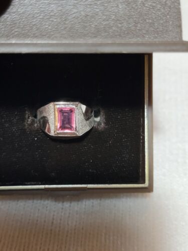 Vintage Sterling Silver Ring Size 4 Pink Stone New In Box - Picture 4 of 12
