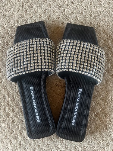 Alexander Wang Anya Crystal Black Slide Sandal Size: 37/7