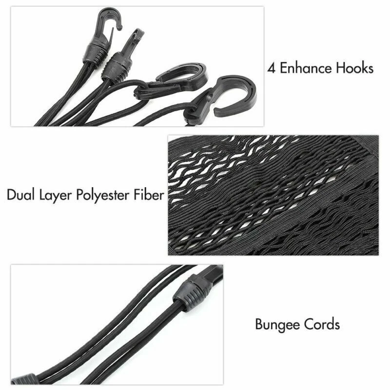 Organizador de malha para armazenamento de assento de carro SUV criança animal de estimação cachorro isolamento rede de carga gancho bolsa - Imagem 4 de 4