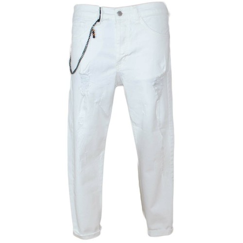 Pantaloni Jeans bianco denim biker. Skinny fit.Chiusura con bottone e  cerniera. | eBay