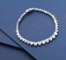 7Ct Heart Cut Lab Created Diamond Women's Tennis Bracelet 14K White Gold Plated