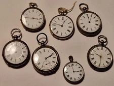 pocket watch joblot silver small and mid size french and swiss set   lot
