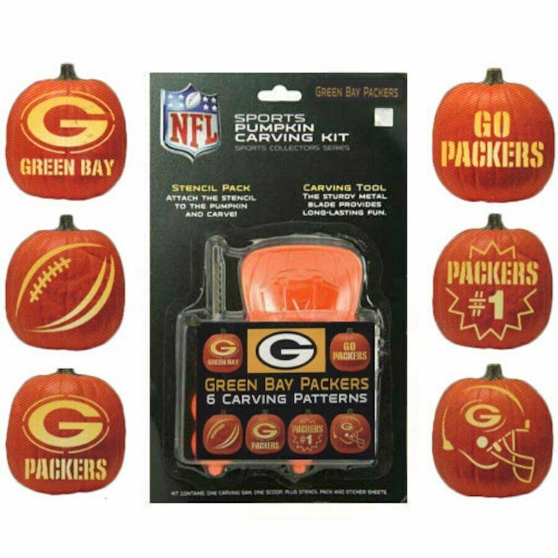 HALLOWEEN Sports Pumpkin Carving Kit GREEN BAY PACKERS 6 Stencil Patterns...NEW 