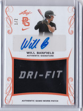 2017 Leaf Perfect Game WILL BANFIELD Orange Jersey Patch AUTO RC Rookie 1/2