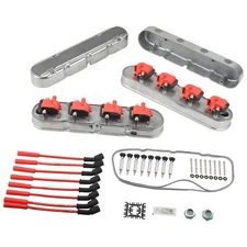 Polished Finned Vintage Hidden Coil Aluminum Valve Cover For Chevy LS LS1 LS2