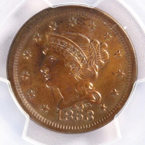 1853 Braided Hair Large Cent PCGS AU Details - Picture 3 of 4