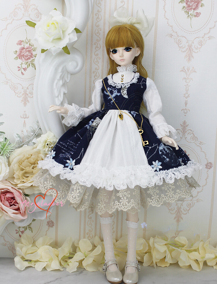 1/6 1/4 1/3 SD16 BJD Doll Clothes Retro Court Spliced Dress Starry