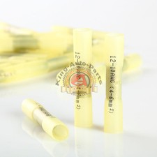 YELLOW 12-10 HEAT SHRINK BUTT WIRE CRIMP CONNECTOR ELECTRICAL TERMINAL 100PCS