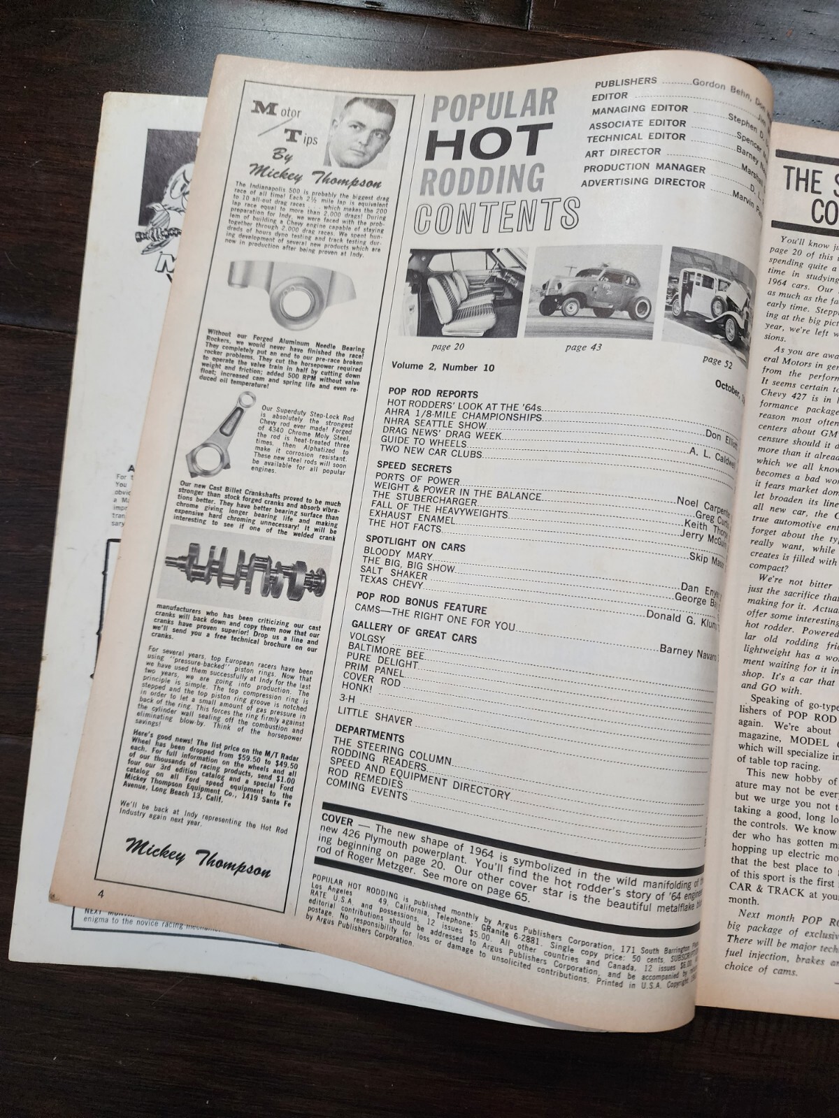 Popular Hot Rodding Magazine Oct 1963 Big Bonus Section Extra Pages '64