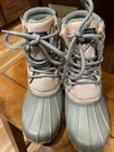 Girls Size 2 Penguin By Mungingwear  Rubber Duck Boots Rain Pink Gray — photo 1