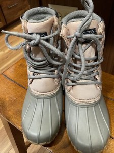 Girls Size 2 Penguin By Mungingwear  Rubber Duck Boots Rain Pink Gray