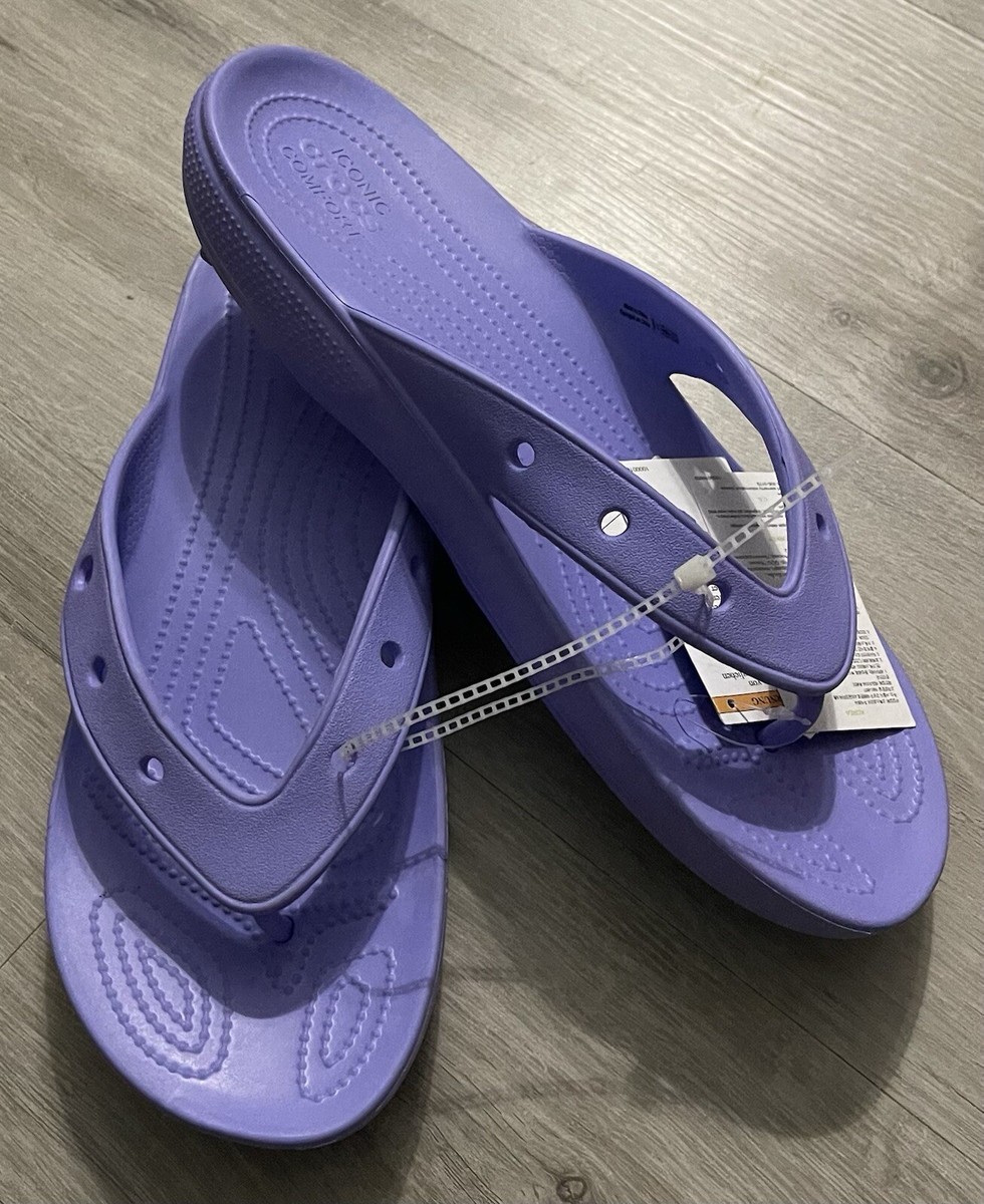 Crocs Unisex Classic Fit Ionic Flip-Flops Toe Thong Violet Men's