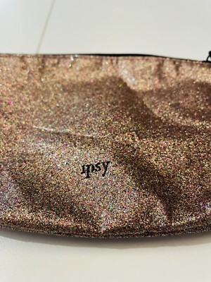 Ipsy Glam Bag Metallic Glitter Iridescent Zip Closure, Bag Only