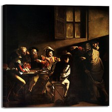 Caravaggio vocazione di san Matteo quadro stampa tela dipinto telaio arredo casa