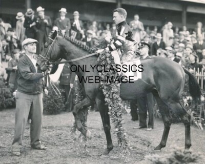 #ad 1937 KENTUCKY DERBY WAR ADMIRAL HORSE RACING WREATH WINNERS CIRCLE 8x10 PHOTO $15.25
