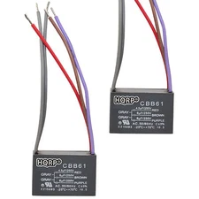 2-Pack HQRP Capacitor 4.5uf+6uf+6uf 5-Wire CBB61 for Harbor Breeze Ceiling Fan