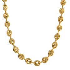 Genuine 18k Gold Filled Hollow Puff Mariner Link Chain for Women 16" 8mm