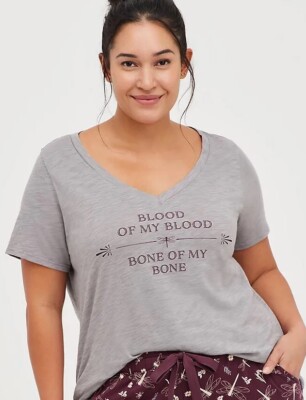 Torrid Outlander V-Neck Sleep Top Outlander Bone Blood Size 1 14-16 NWT