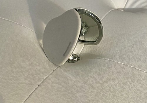 NEW Coach Chalk Silver Multi Glitter Dual Sided Heart Shaped Compact Mirror - Picture 20 of 24